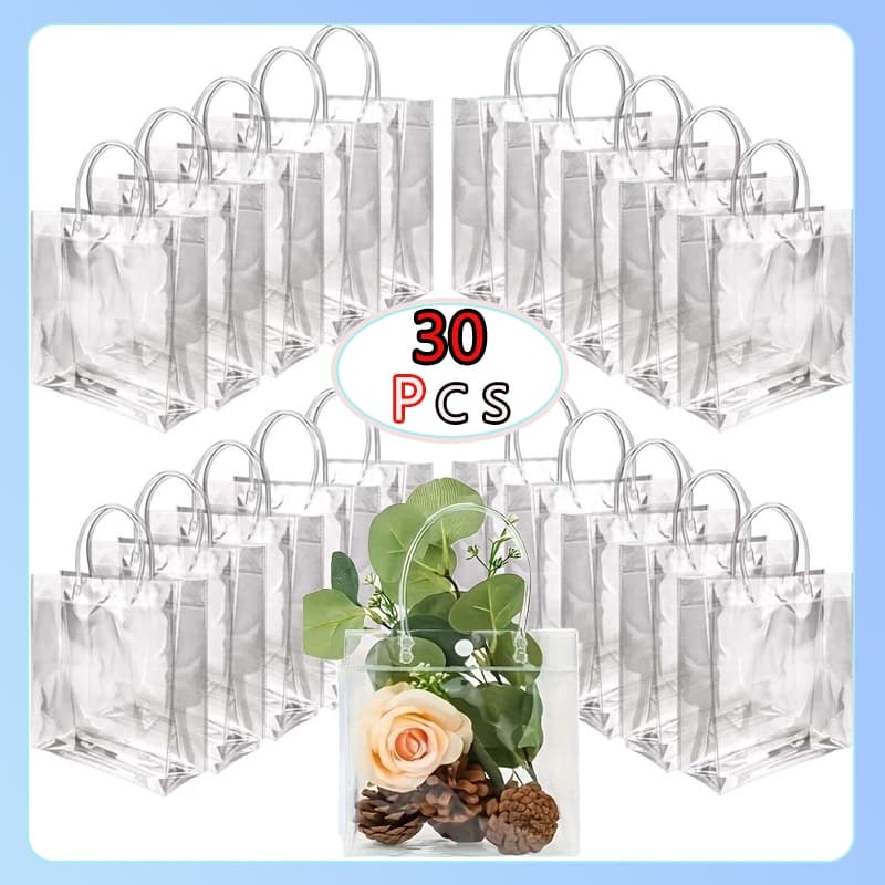 10/30 Sacos De Presente De PVC Transparentes Reutilizáveis ​​com Alças, Adequados Para Festas De Aniversário E Bodas