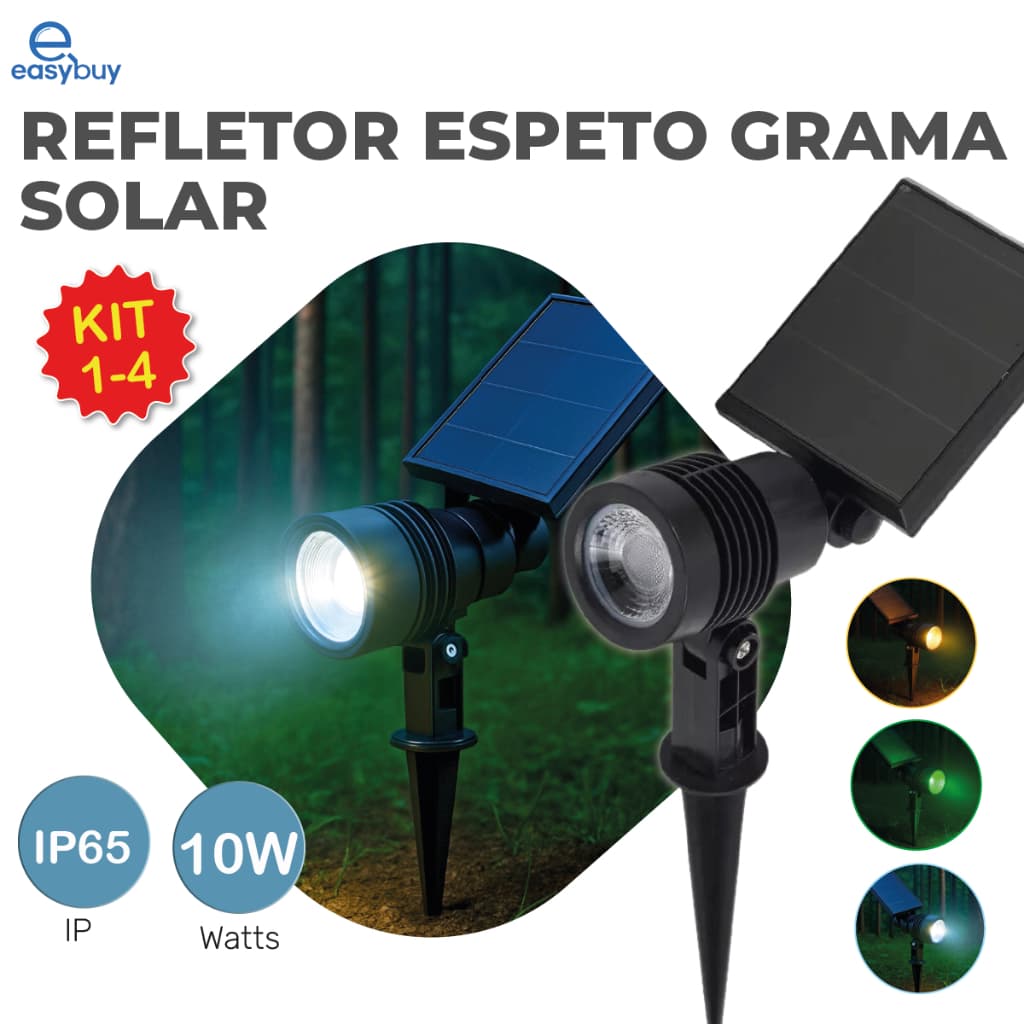 Luminária Espeto Jardim Solar LED 10W Refletor Solar Luz de Gramado À Prova D'àgua