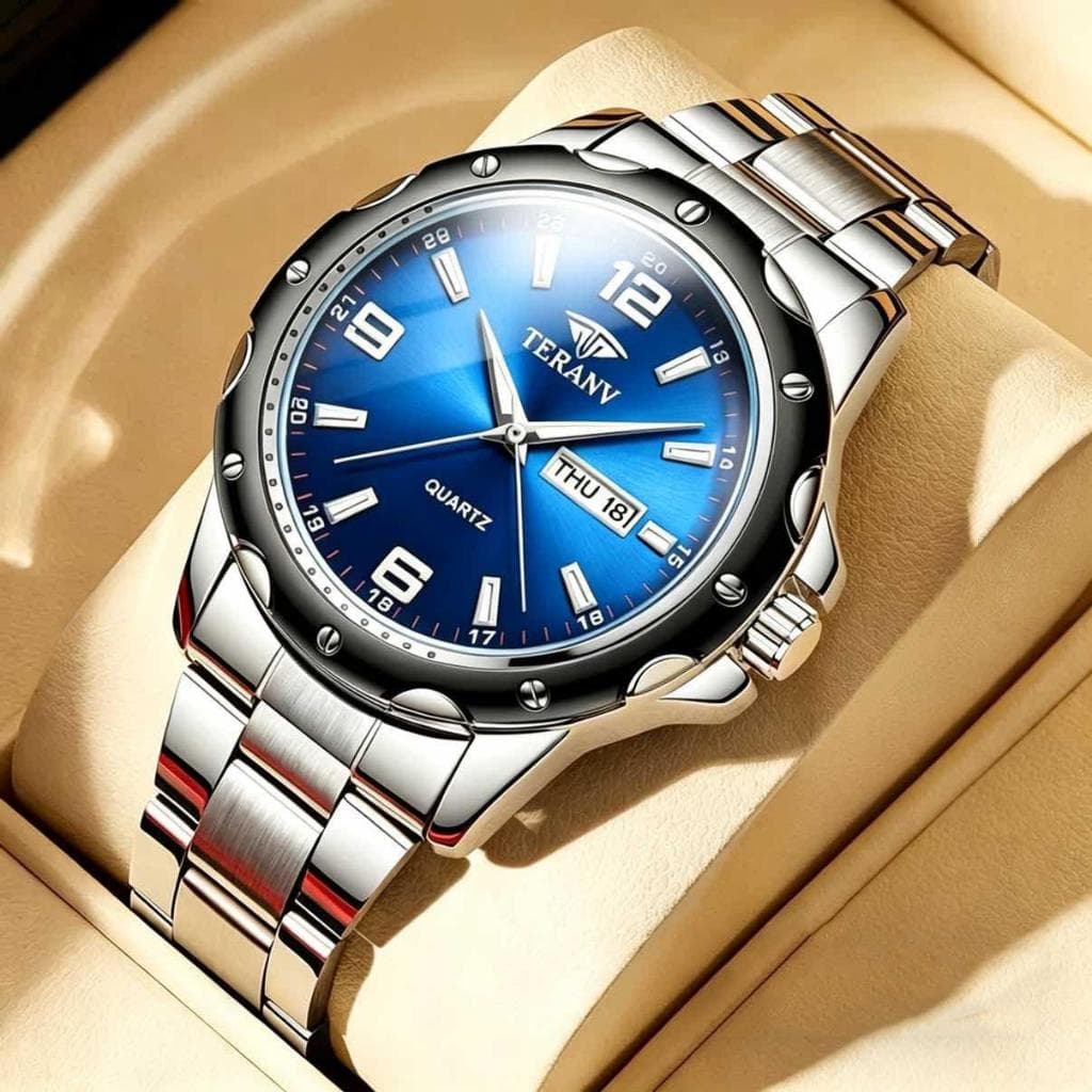 Relógio Masculino De Luxo , Aço Completo , À Prova D'água , Calendário De Data , display Duplo , Luminoso Para Homens Es