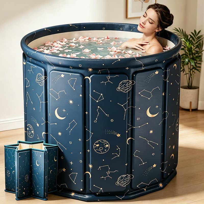 Banheira Dobrável SPA Adulto Portátil 70cm 254 Litros Ofurô Reforçado com Drenagem Rápida