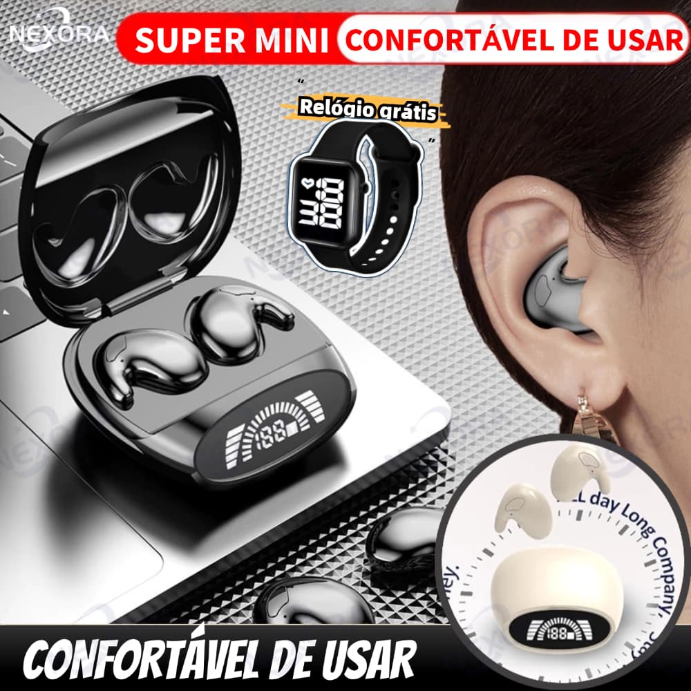 Fone De Ouvido Sem Fio Bluetooth 5.3 TWS Ruído Estéreo Cancelando Mini Earbuds À Prova D'água Ultra Longo Espera