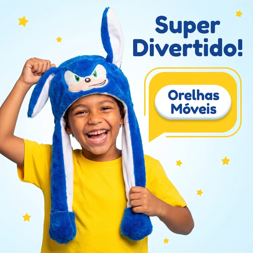 Sonic Chapéu de Coelho Luminoso Cartoon Que Mexe As Orelhas
