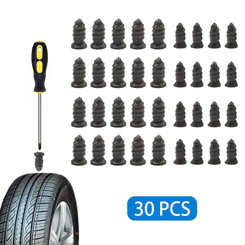 Kit 30 Pinos Reparo De Pneus Sem Câmara Auto-Roscantes Borracha Para Moto Carro Bicicleta