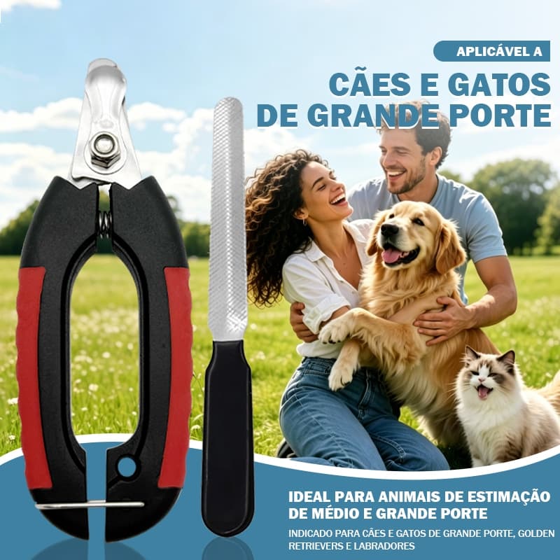 Cortador de Unhas para Pets com Lâmina de Aço Inoxidável e Lima Antideslizante