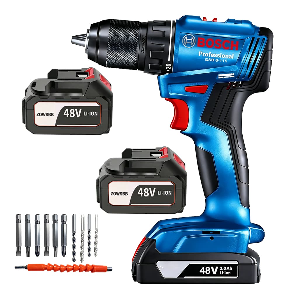 Furadeira De Impacto Bosch Série GSB 48V Para Parede Madeira e Metal Kit Parafusadeira Elétrica