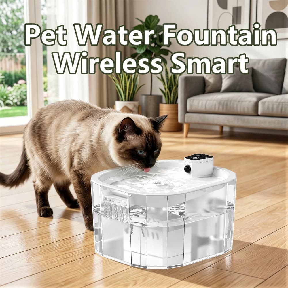Labeka Bebedouro gato sem fio 1.5L com Sensor inteligente e bomba silenciosa de filtro fonte de água para gatos