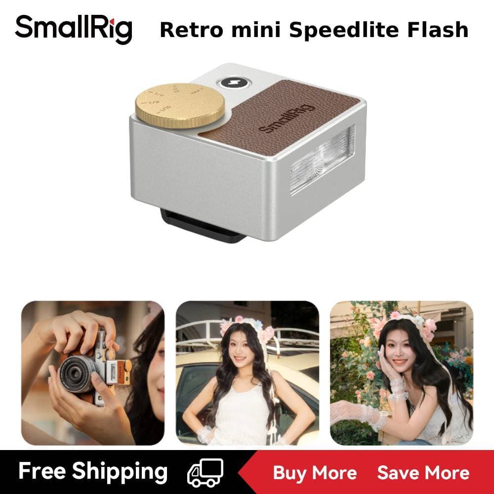 SmallRig Retro Mini Speedlite Flash 45g Para Espelho Compacto (Fujifilm/Nikon/Sony/Ricoh) , GN8-10 , 5 Níveis 5882