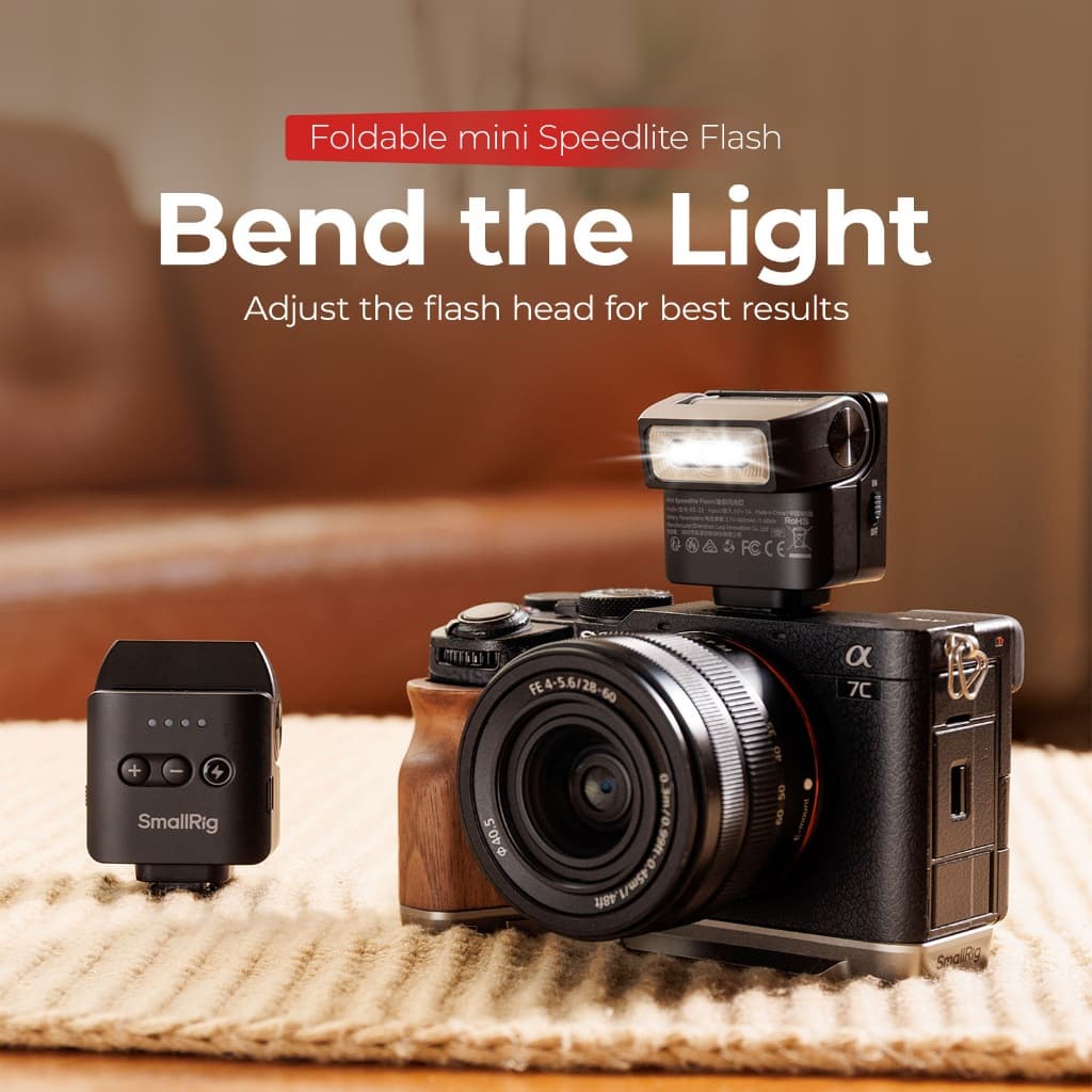 SmallRig Mini Speedlite Flash 45g Com Cabeça Inclinada De 85 Graus Para Espelho Compacto , GN8 , 4 Níveis De Potência 58