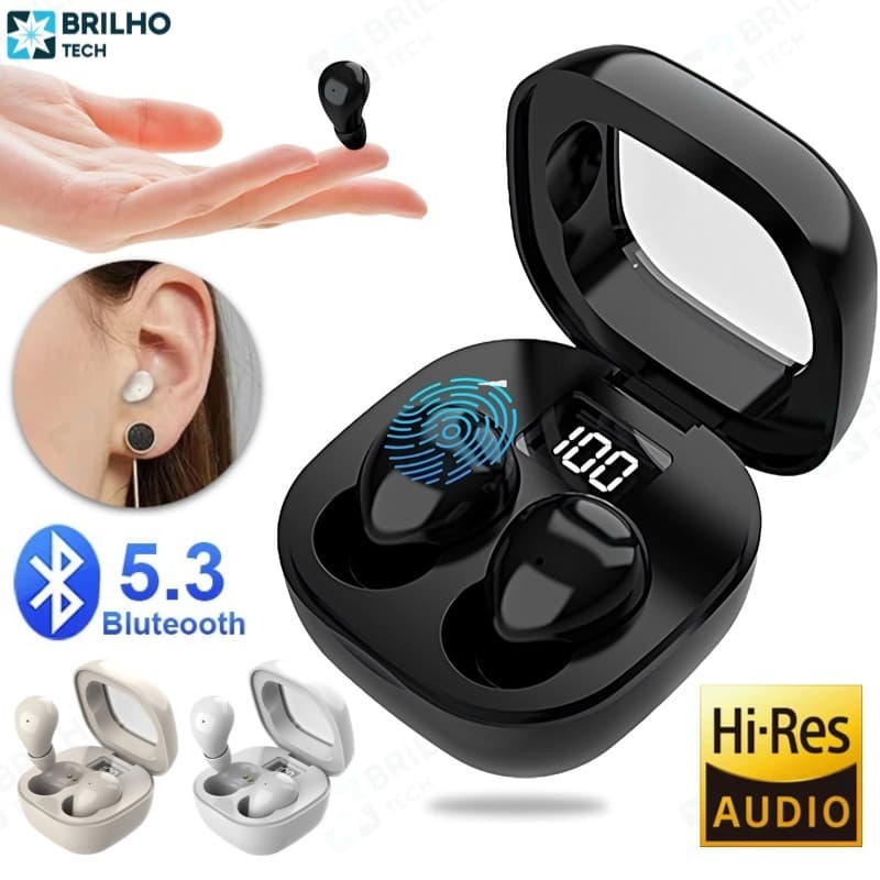 Mini Fones De Ouvido Invisíveis-Bluetooth Esportivos 5.3 Intra-Auriculares Sem Fio Estéreo Para Redução De Ruído HIFI-BT