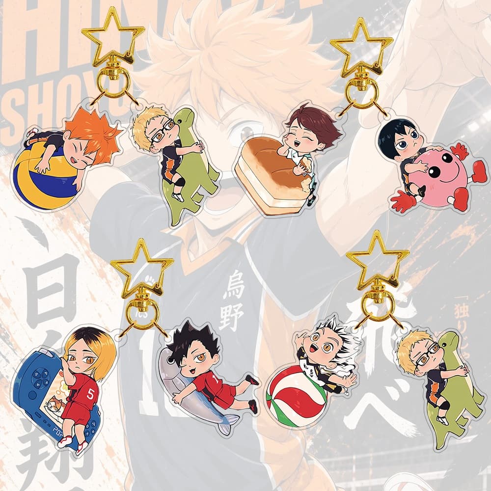 [Edição De Presente Premium] Chaveiro De Estrela Acrílica Haikyu Hinata Tsukishima Kei Cartoon Amine Com Pingente Fofo M