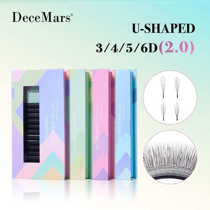 DeceMars Extensões De Cílios 3D 4D 5D (2.0) Em Forma De U