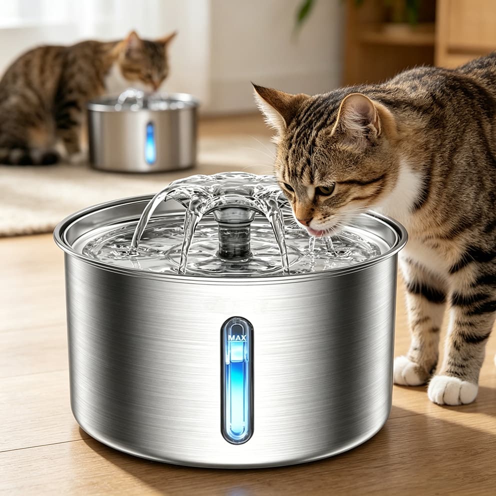 3l Fonte De Água De Aço Inoxidável 304 Para Gatos E Cãe