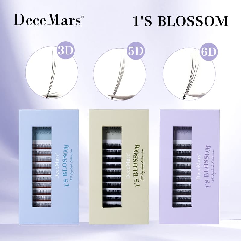 DeceMars 1's Blossom 3D 5D 6D Extensão de cílios fácil Ventilador volume cílios 12 linhas
