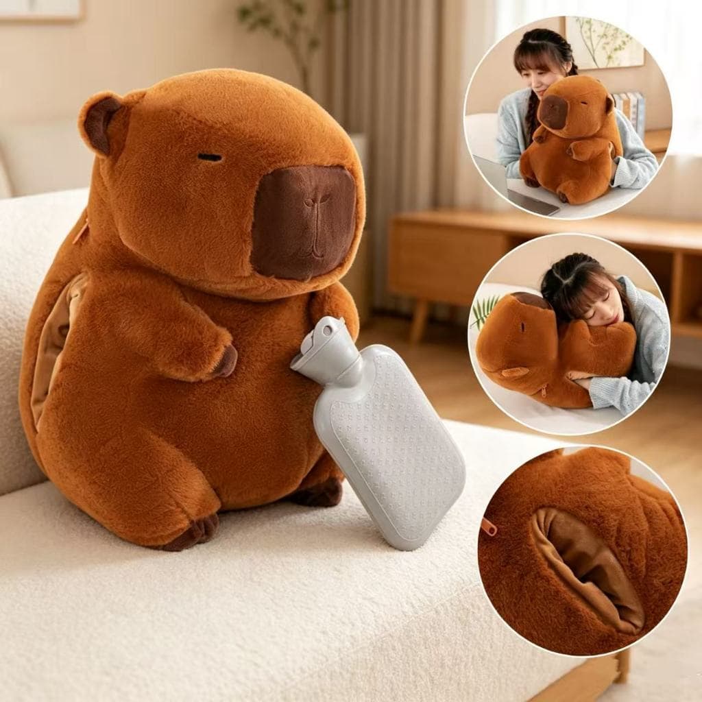 30CM Bolsa De Água Quente de Capivara Grande de Pelúcia Para Cólica Dor Abdominal Aquecimento Inverno