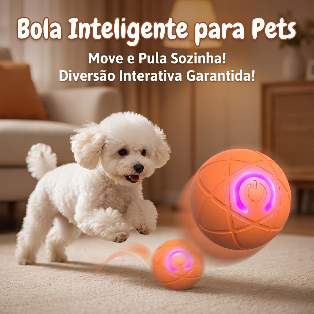 Bola Inteligente Para Animais De Estimação Com Rolamento Automático , Brinquedo Elétrico Interativo Alívio Do Estresse ,
