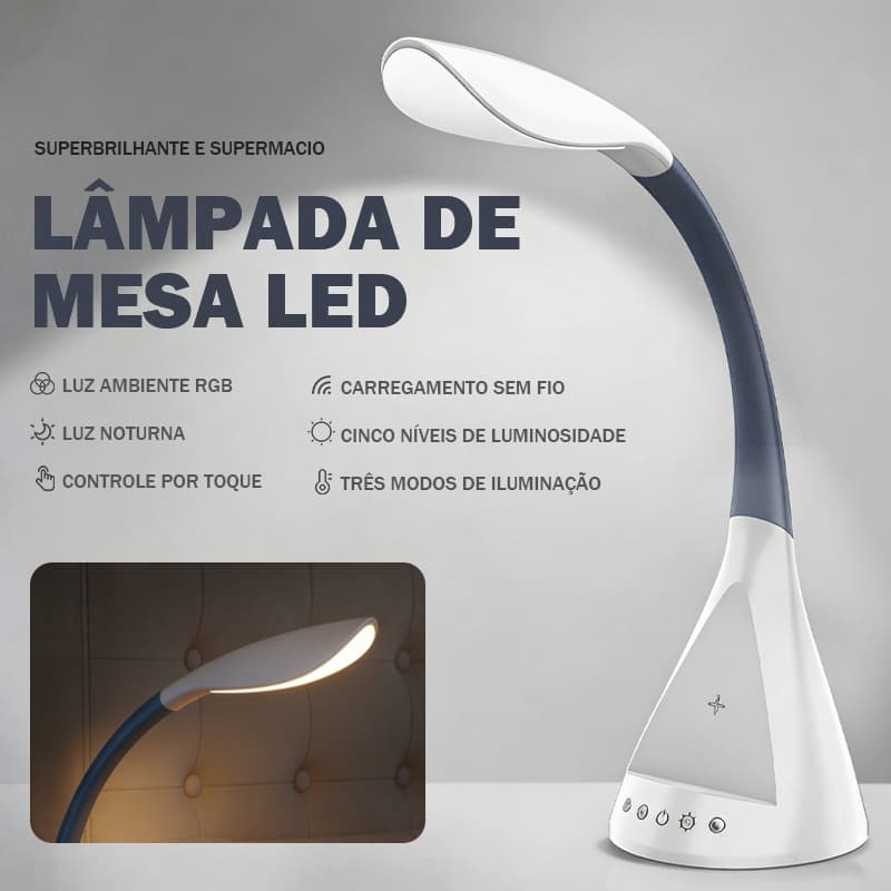 Luminária LED Multifuncional Proteção Visual USB Recarregável