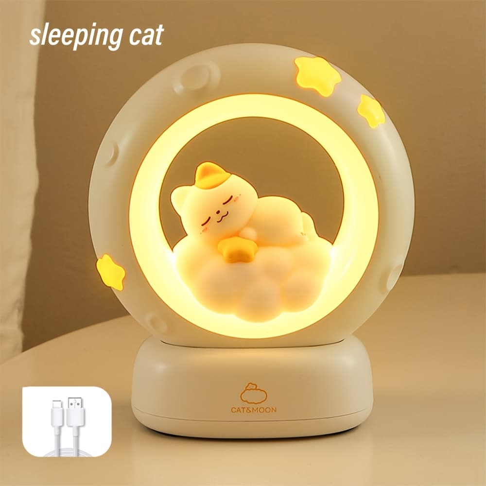 Luminária de cabeceira decorativa uminária Noturna Abajur Gato fofo Estrelar - Luz Cabeceira Quarto Infantil