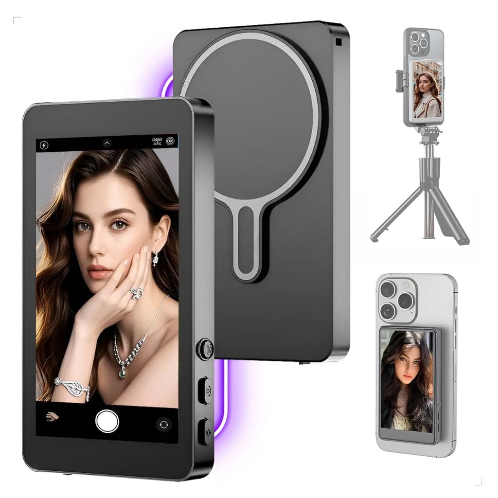 Tela Selfie Celular Monitor Magnético Câmera Traseira Vlog Vídeo Transmissão Ao Vivo