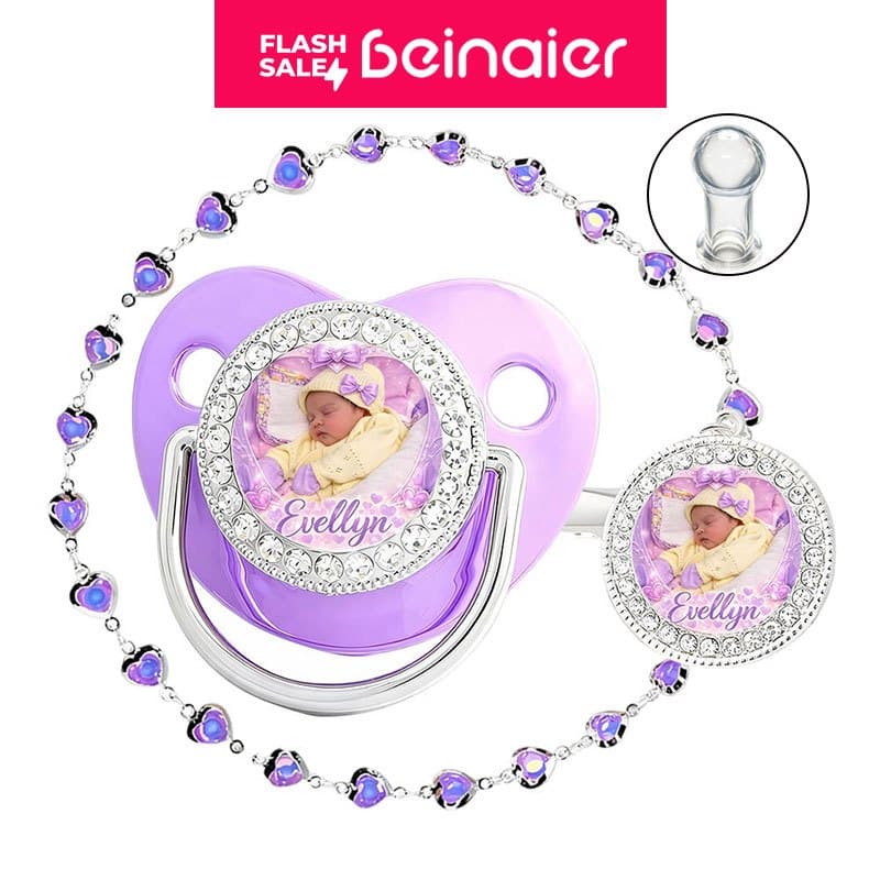 Chupeta para bebês com Foto personalizado do bebê, chupeta de silicone BPA Free