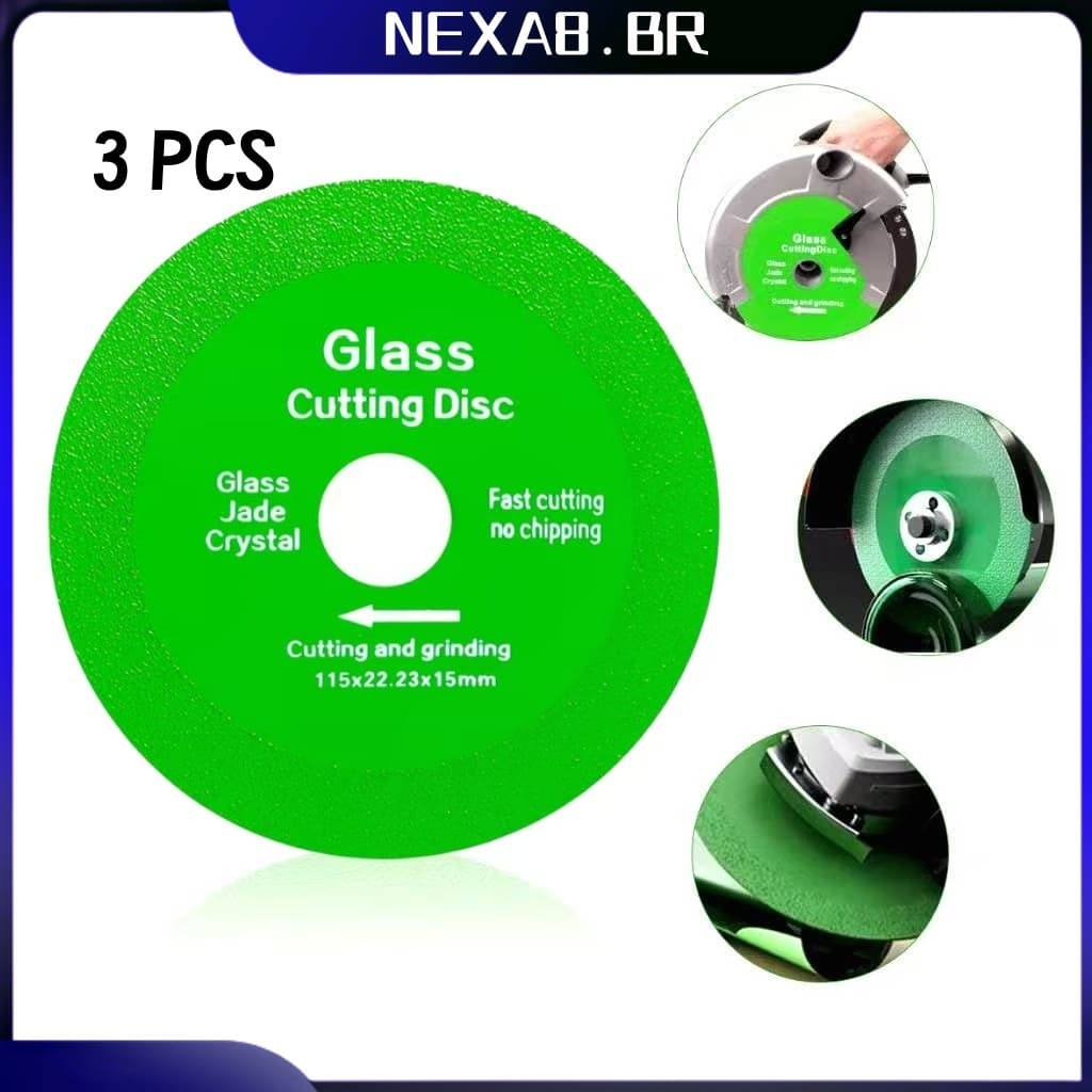 3 pcs Disco De Corte Para Vidro Porcelana Piso Cerâmica Jade e Cristal 100mm x 15mm