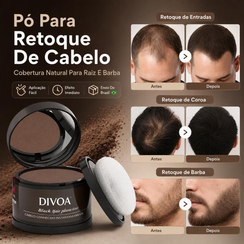 Pó Maquiagem Capilar Com Pincel À Prova D'água Preto Marrom Encontro Presente Dia dos Namorados
