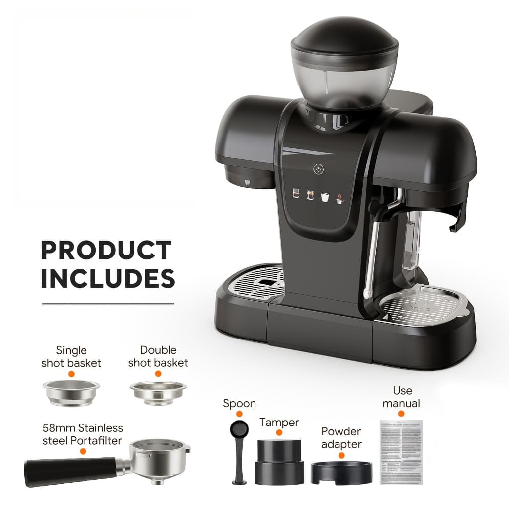 I Cafilas 19 Bar Máquina De Café Expresso Semiautomática Com Moedor De Feijão Para Cappuccino E Sistema De Espuma De Lei