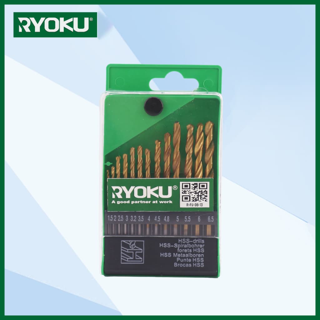 Conjunto De Brocas RYOKU HSS De 13 Unidades-Tamanhos Métricos (1.5-6.5 mm)