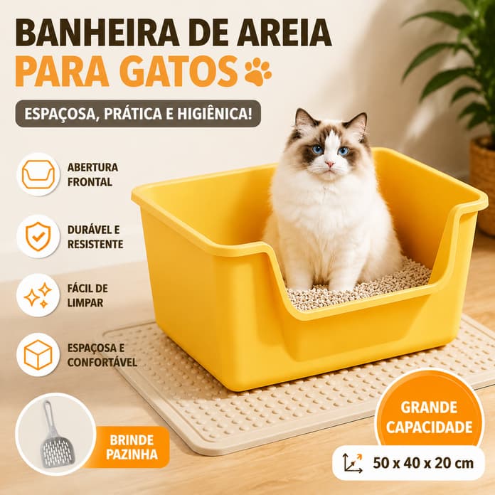 Caixa de areia alta para gato grande Gigante Bandeja Areia Gato Caixa de areia para gatos semifechada