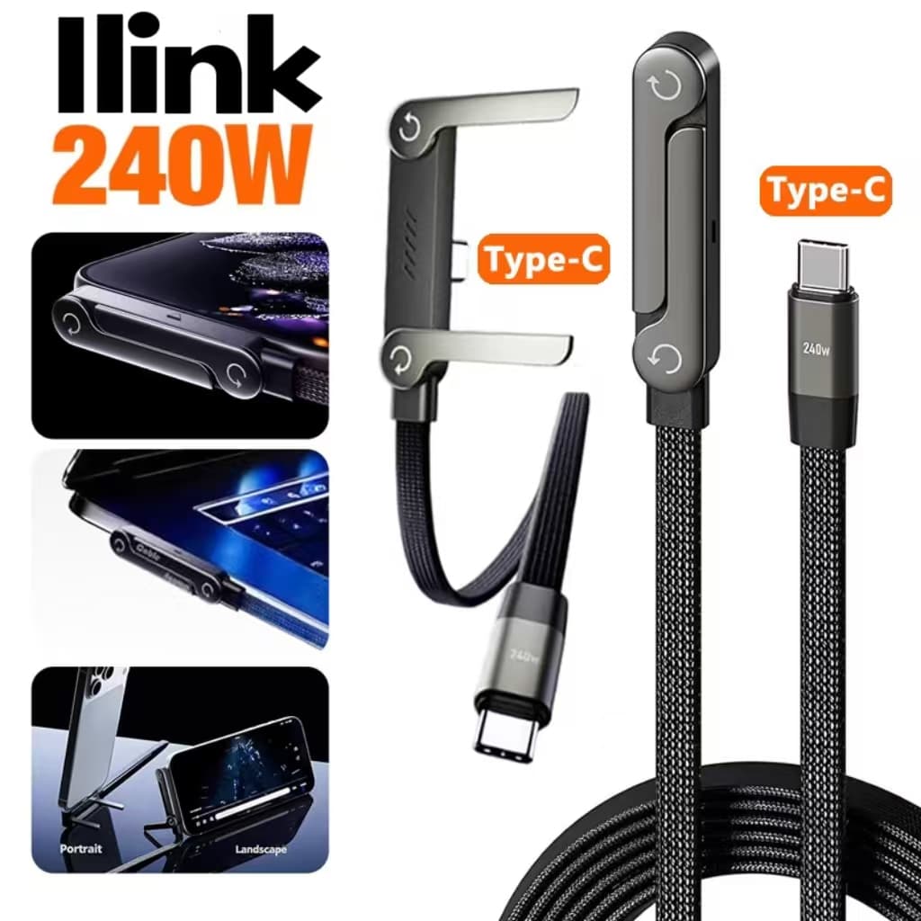 240W Tipo-c Para Suporte Angular Cabo De Dados Jogos Cotovelo Telefone Dobrável Carregamento Rápido