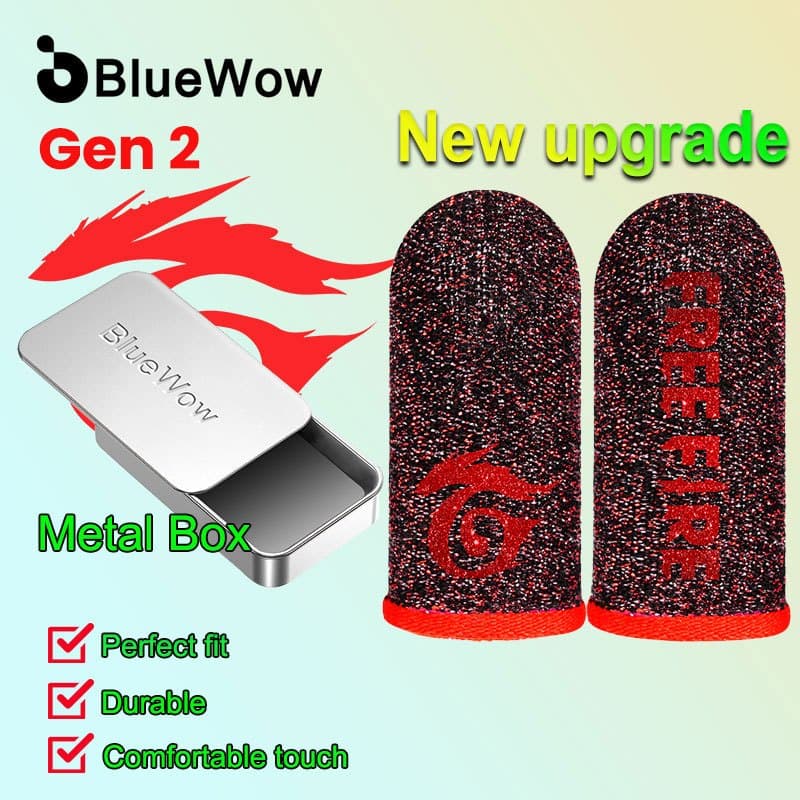 BlueWow À Prova De Suor Para Jogos , Manga De Dedo , Luvas Ponta Dos Dedos , Jogo Antiderrapante , Tela Sensível Ao Toqu