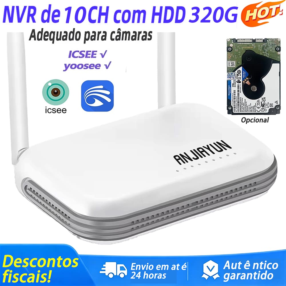 MINI NVR WiFi 10CH 8CH 3MP 4CH 5MP O-nvif Gravador De Vídeo Em Rede Sem Fio Detecção XMEYE/iCSee nvr 8 canais
