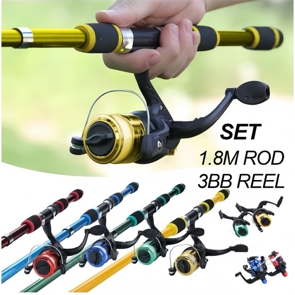Vara de pesca de 1,8 m, leve, portátil e telescópica, para 60-120 libras