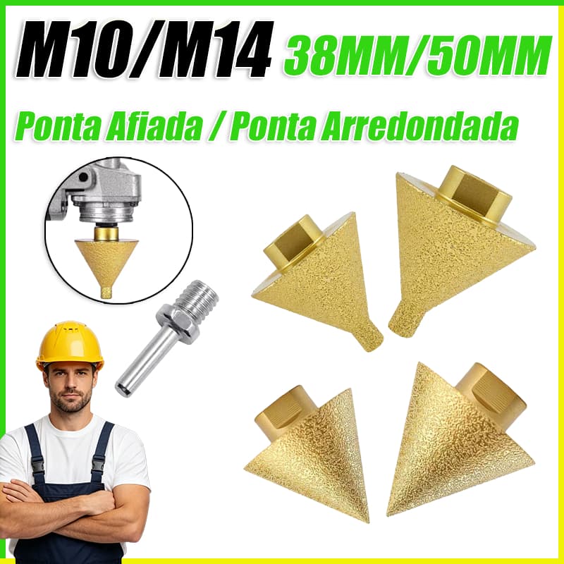 38mm/50mm telha chanfradura diamante chanfradura buraco broca M14/M10 rosqueado ângulo moedor chanfradura fresagem Bit