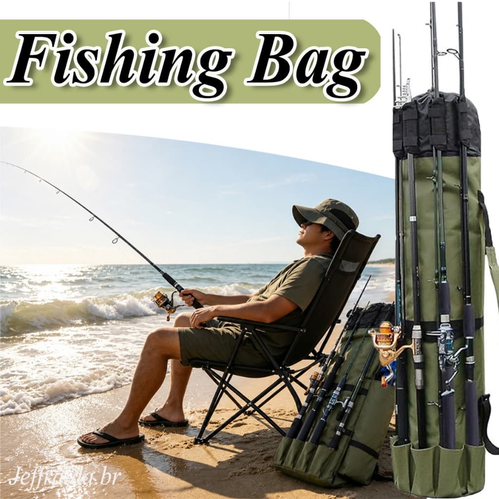 Bolsa cilíndrica para pesca ao ar livre bolsa para vara de pesca bolsa de mar, equipamento de pesca