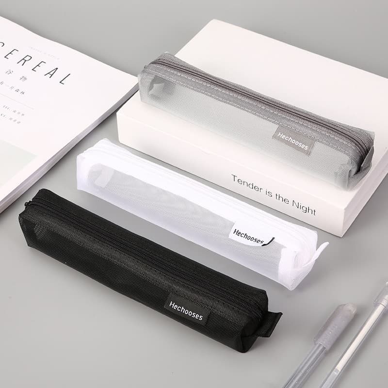 Saco De Armazenamento De Caneta De Malha Transparente Simples , Portátil De Estudante mini Papelaria Quadrado