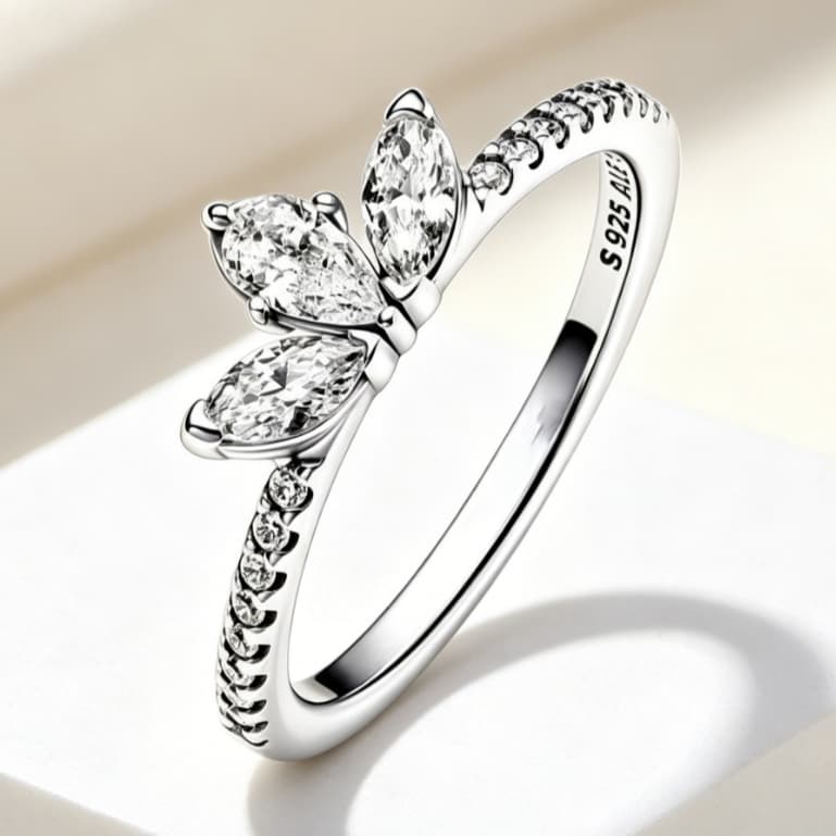 Anel estilo flor de diamante S925 nicho requintado anel exclusivo para mulheres|Anel de casamento
