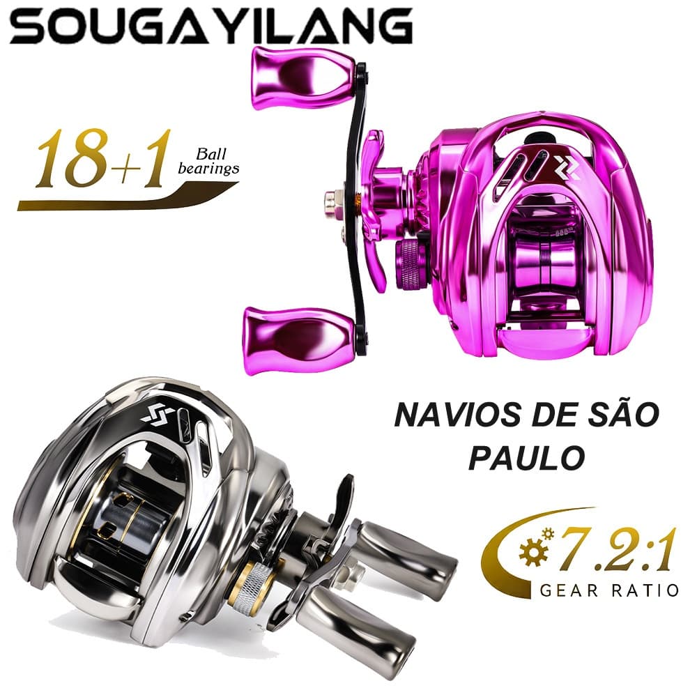 Sougayilang Carretel De Pesca Relação De Engrenagem 7.2 : 1 Isca Esquerda/Direita Puxar Máximo 15kg