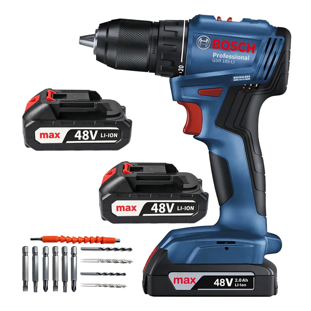 Furadeira De Impacto Profissional Bosch 48V Elétrica de Lítio Portátil Com Maleta e Acessórios