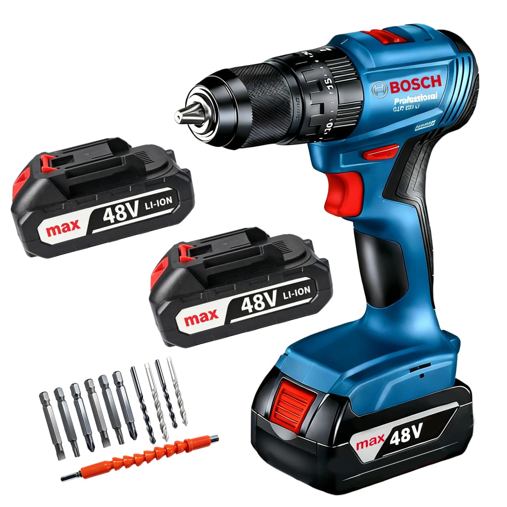 Furadeira De Impacto Sem Fio Bosch 48V Com 2 Baterias e Maleta Lítio Ferramentas Para Casa e Reparos