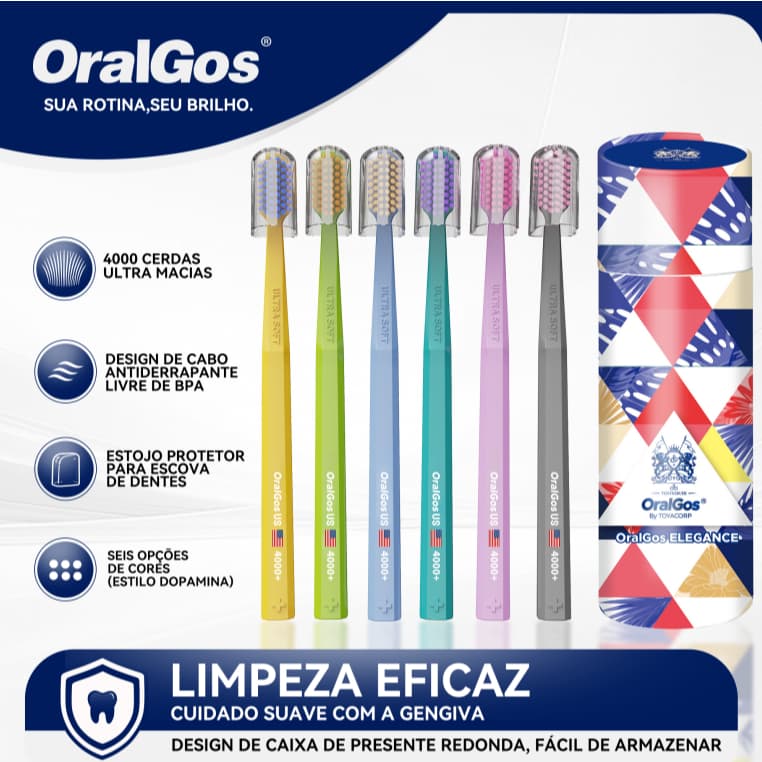 OralGos Conjunto de escova de dente 6 Pacote familiar de escova de dente macia