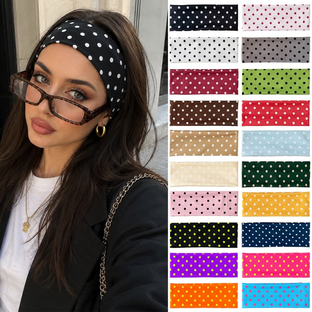 Retro Bolinhas Elástico Faixa De Cabelo Esportes Yoga Tiara De Bandana Moda Feminina Maquiagem Todos Os Dias Headwear