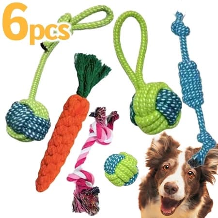 Brinquedo Pet Corda, kit com 6 Unidades , Mordedor para Cachorro, Resistente Interativo, Porte Médio