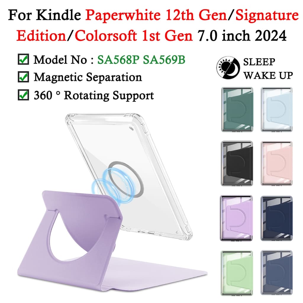 Capa Para Kindle Paperwhite  12ª Geraçã 2024 7'' Separação Magnética Acrílica 2in1 E-Reader Assinatura Edição Colorsoft