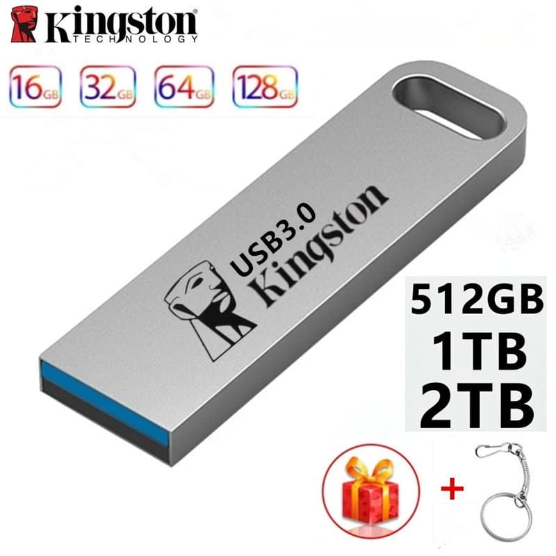 Unidade flash Kingston USB 3.0 8GB 16GB 32GB 64GB 128GB De Computador 1TB 2TB 1GB De Armazenamento Portátil