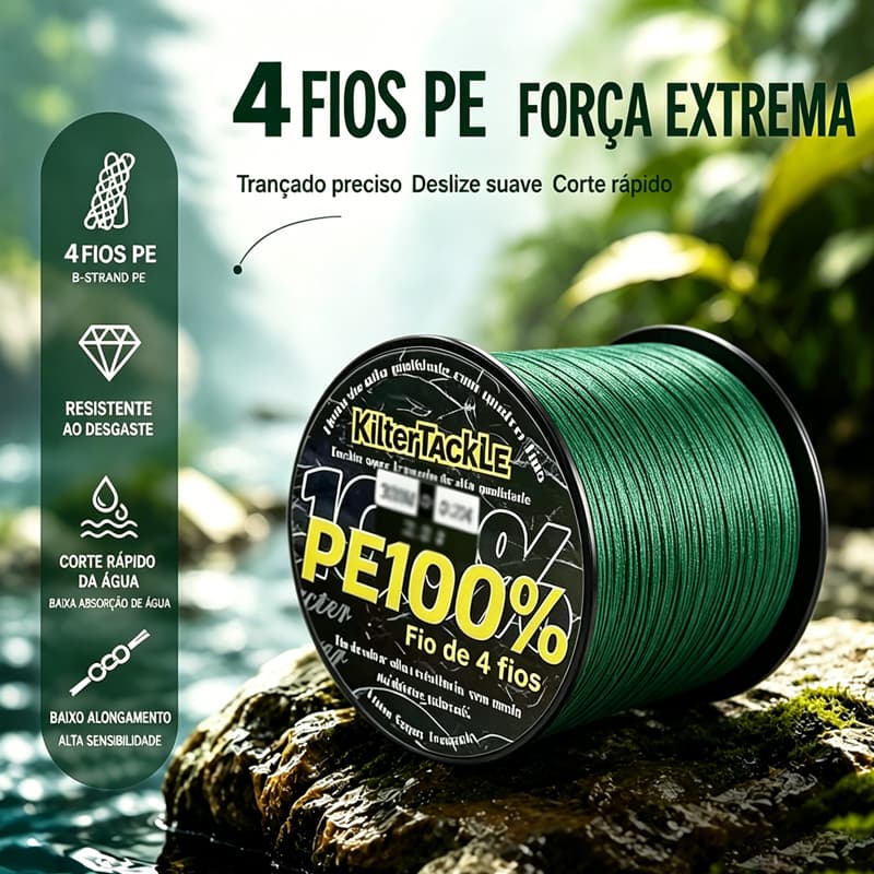 Linha de pesca PE multifilar baixa absorção de água, resistente ao desgaste e de corte rápido, 300/500 metros