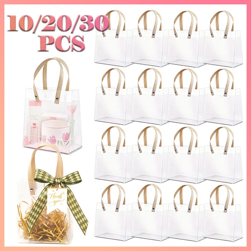 10/20/30 Peças Sacola Transparente Fosca de PP com Alça for Weddings, Festivals and Parties