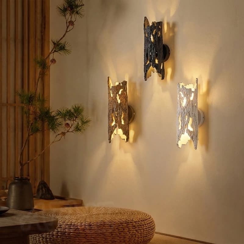 Material De Resina Luminária De Parede Wabi Sabi Arandela De Cabeceira Formato De Madeira Flutuante Lampu Hias Dinding