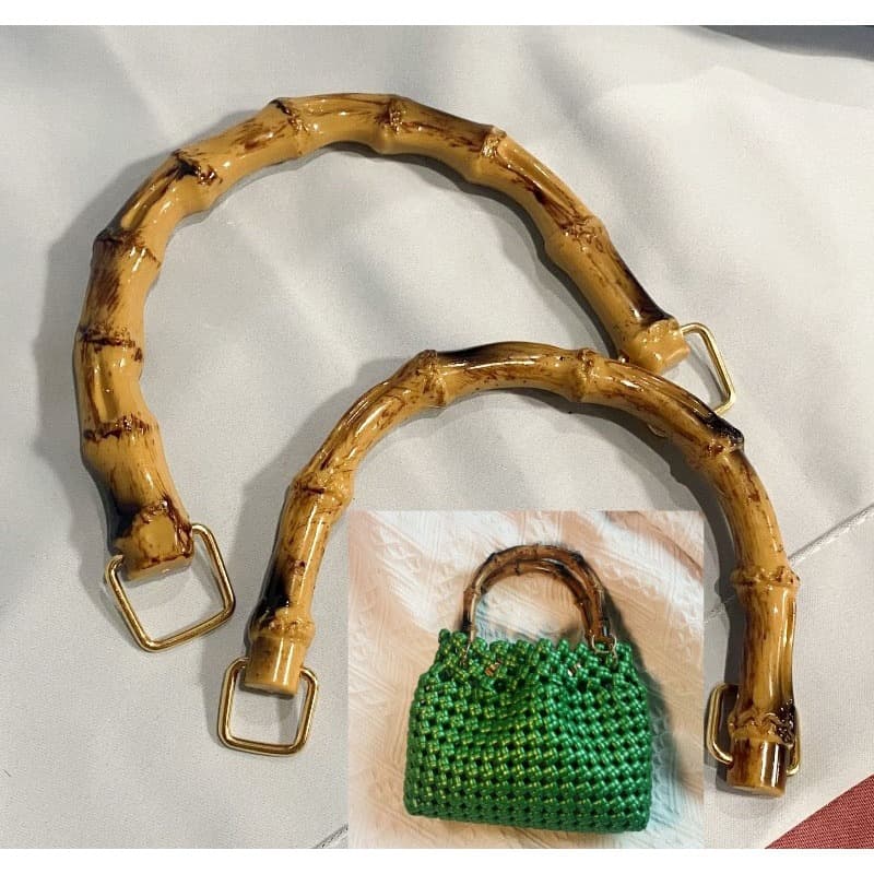 Alça De Bambu diy Bolsa Artesanal Acessórios De material Tecido Resina Destacável