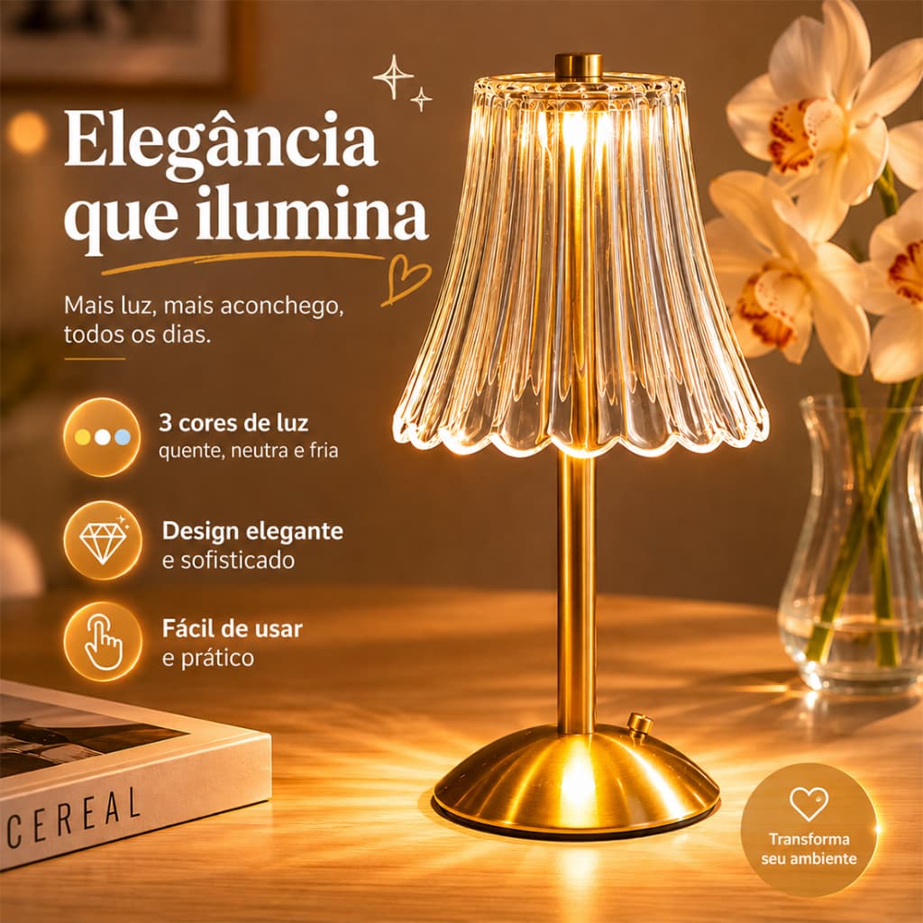 Lâmpada Abajur Mesa Com Barra Led Sensor Toque De Luz Quarto Sem Fio 3 Cores