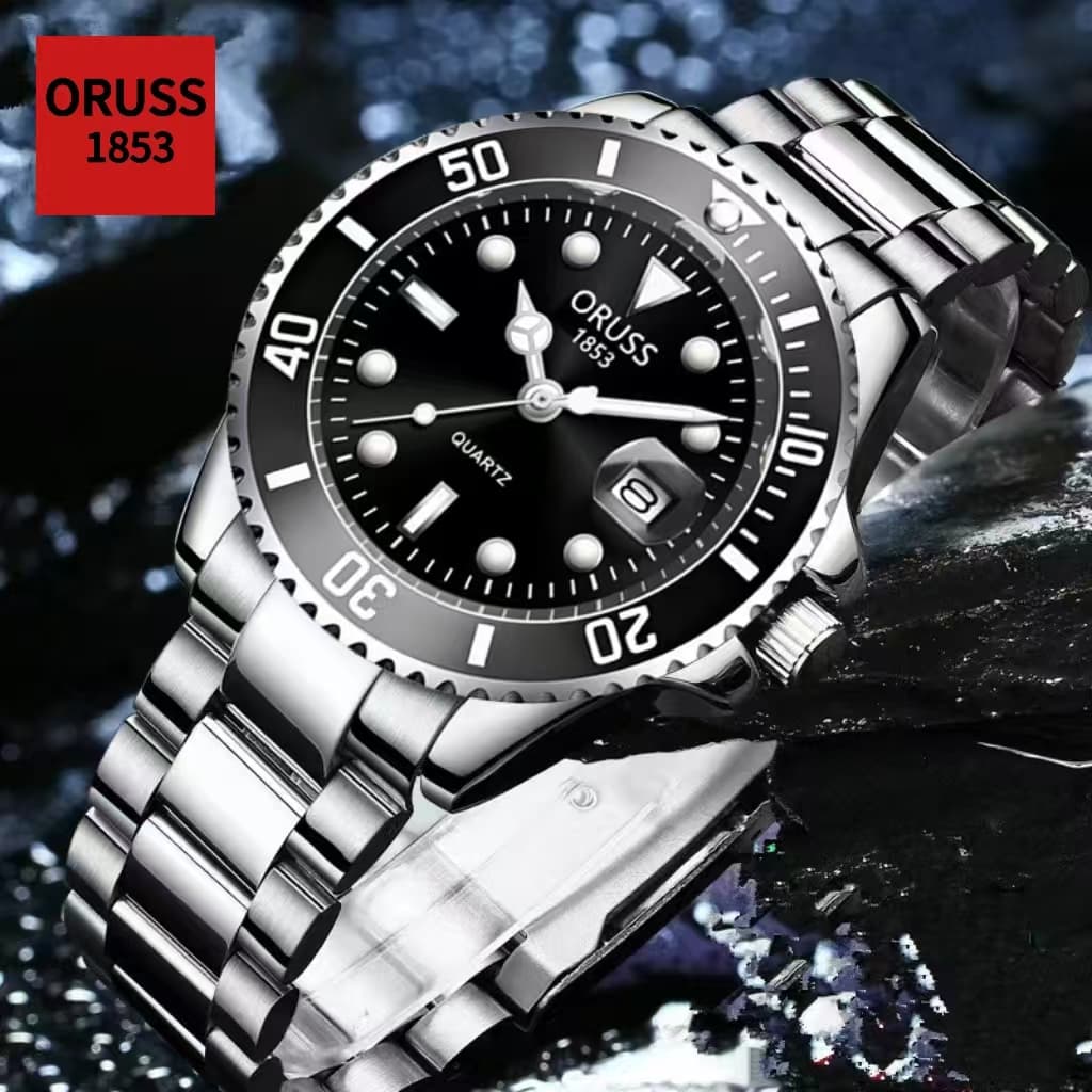 ORUSS Marca Original Masculino Luxo Calendário de Aço Inoxidável À Prova D 'Água Luminosa Relógio de Negócios Moda Corea